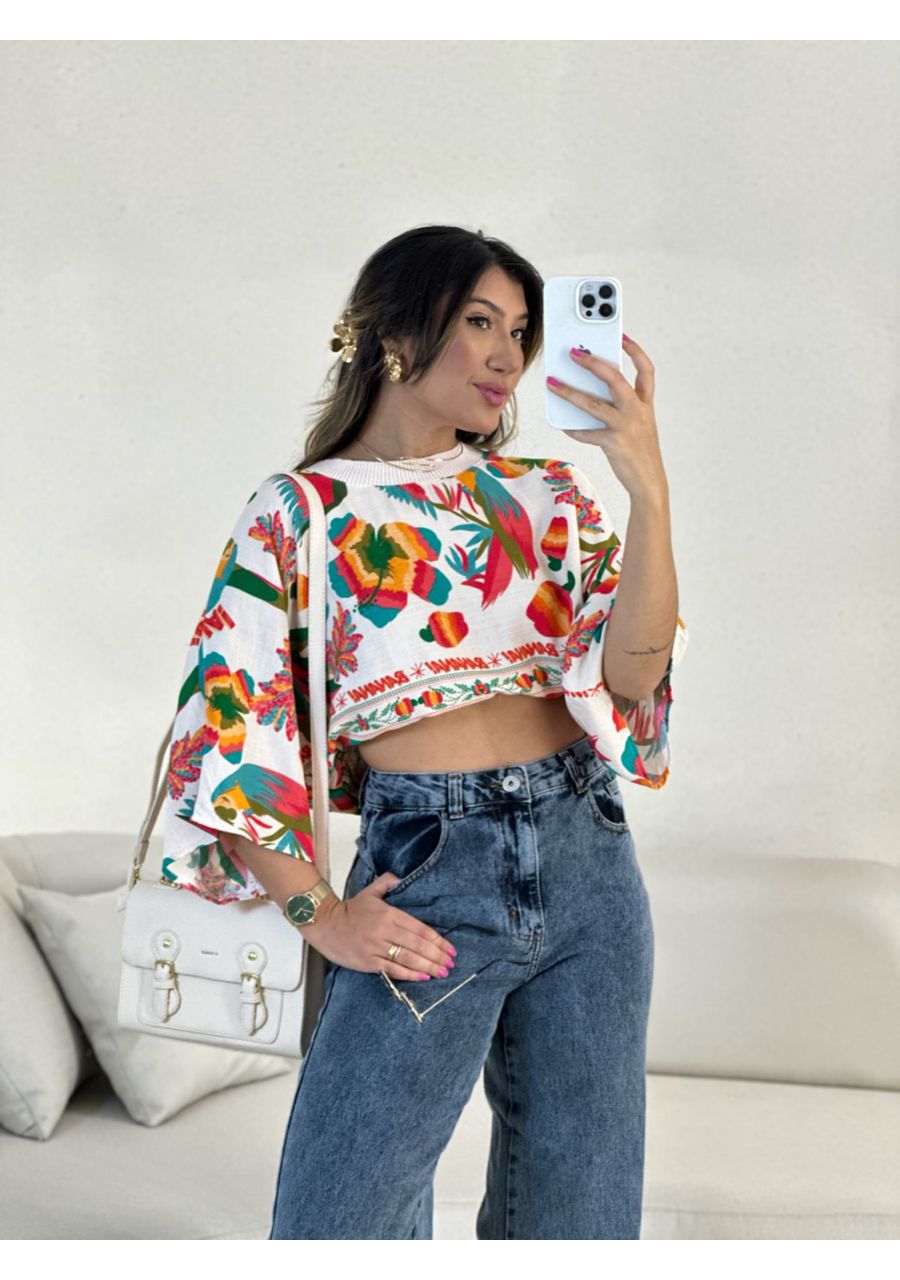 CROPPED FLORA ESTAMPADO OFF - 0054790048 - CAROLLA FERRARO