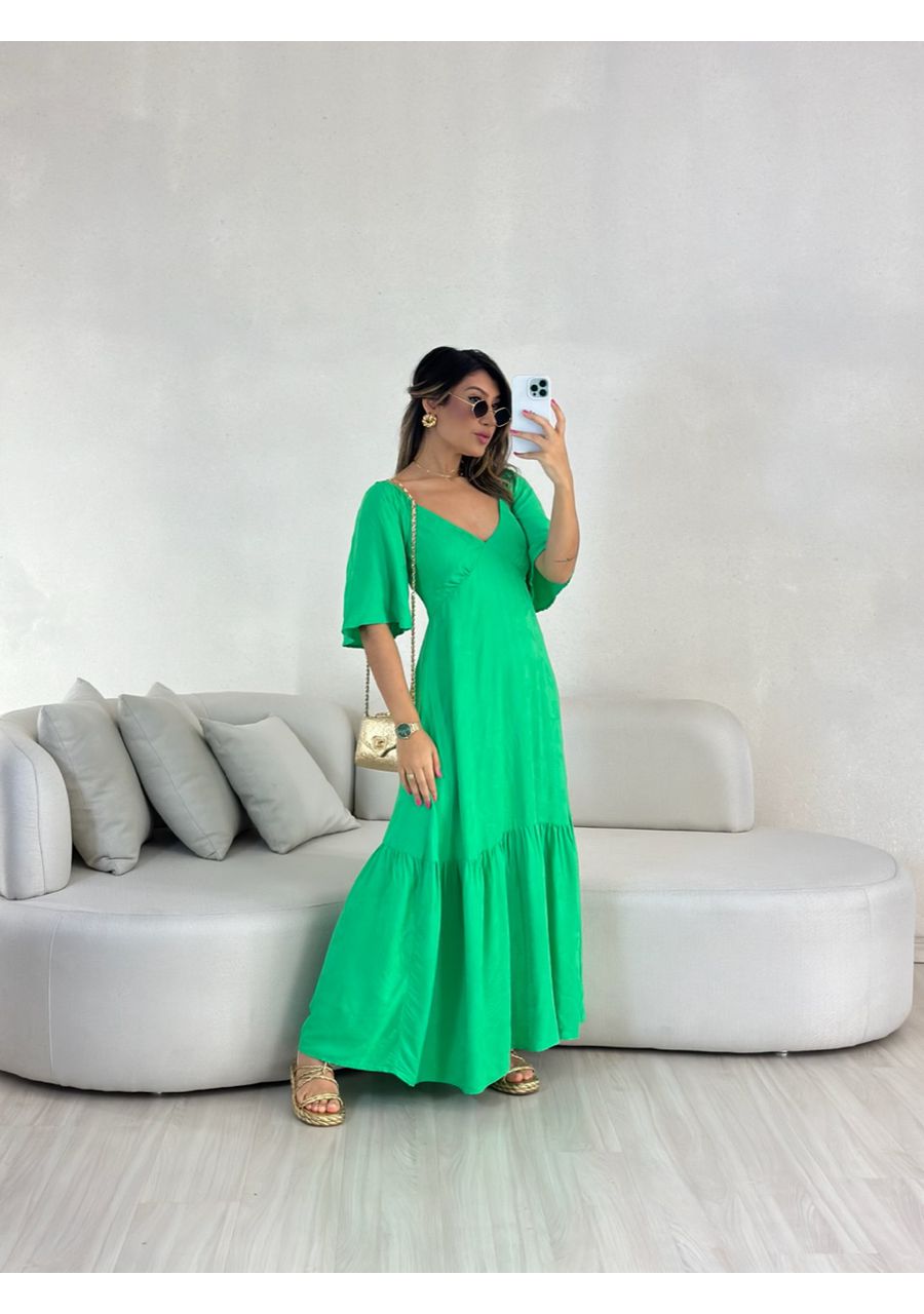 VESTIDO LAUANA MANGA VERDE - 0054780014 - CAROLLA FERRARO