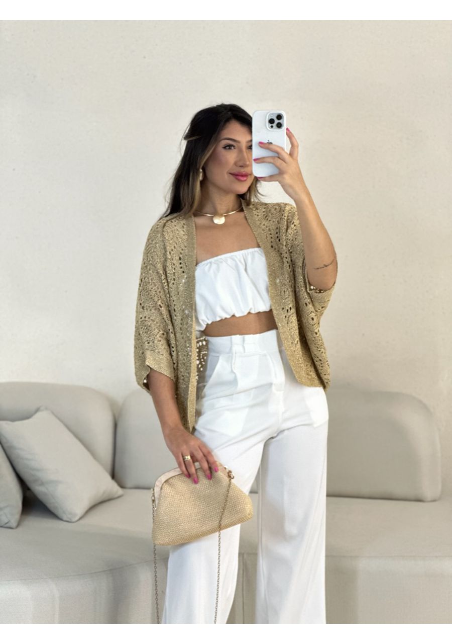 KIMONO HELENA CURTO DOURADO - 0054900084 - CAROLLA FERRARO