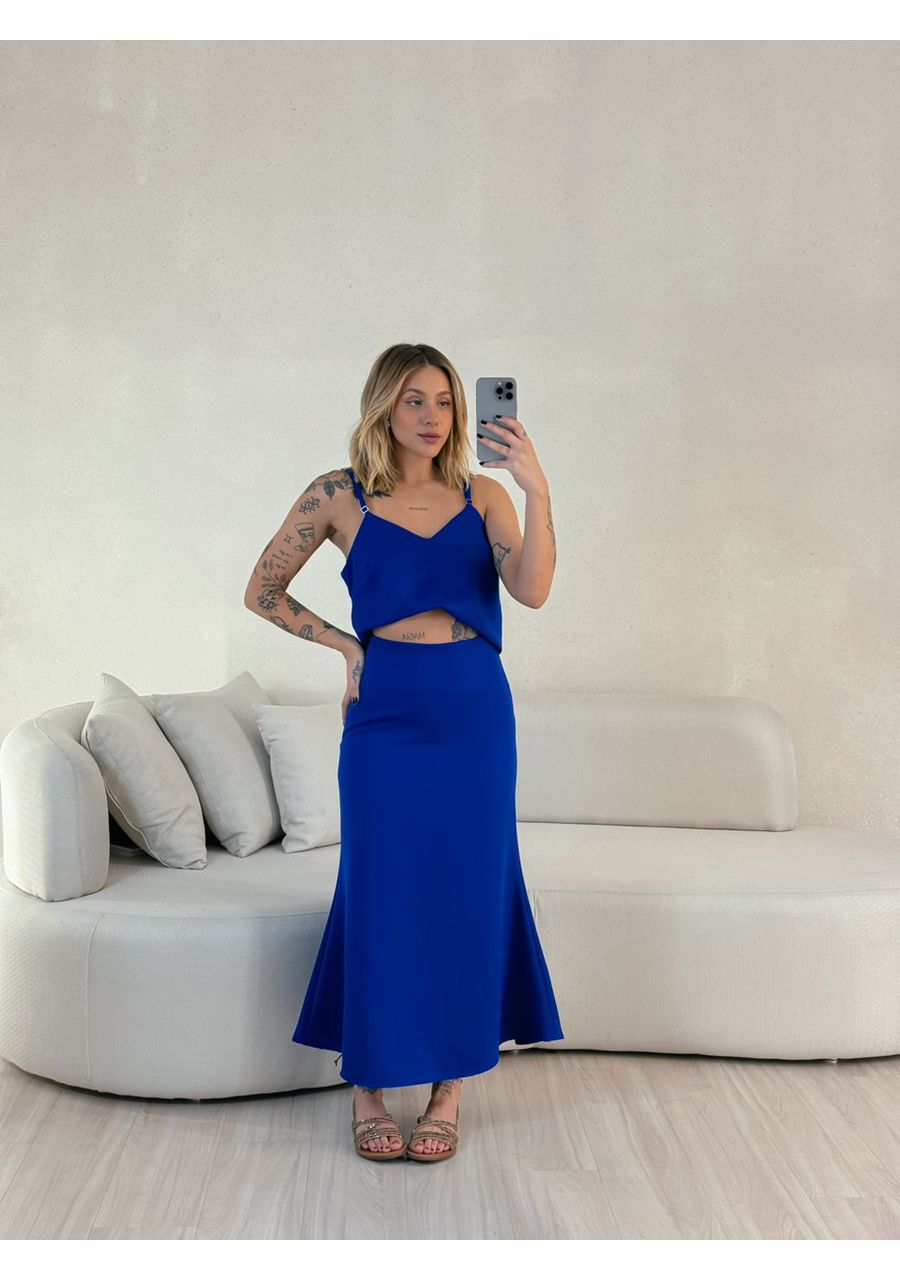 CONJUNTO PRISCILA SAIA MIDI AZUL - 0055980109 - CAROLLA FERRARO