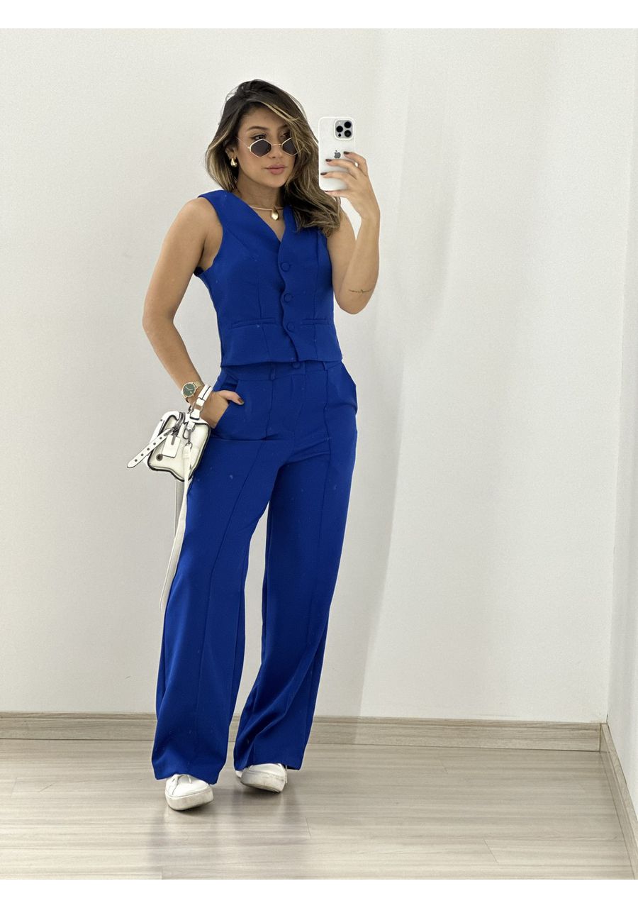 CONJUNTO COLETE COM CALÇA AZUL - 0053830109 - CAROLLA FERRARO