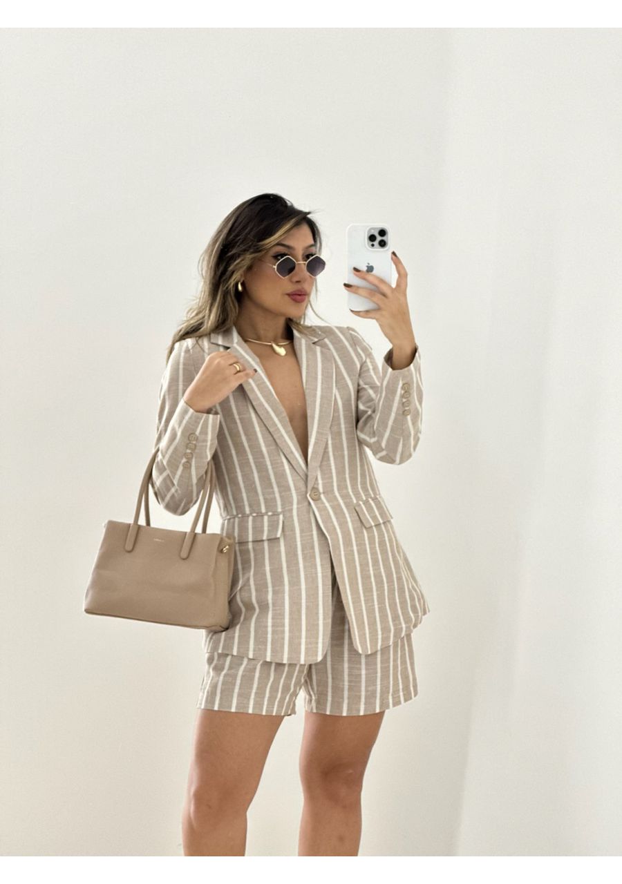 CONJUNTO STRIPES BLAZER NUDE - 0053850049 - CAROLLA FERRARO