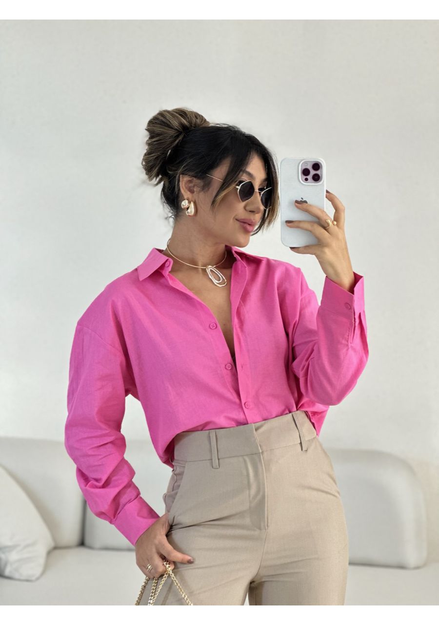 CAMISA KÁTIA BÁSICA ROSA - 0055040031 - CAROLLA FERRARO