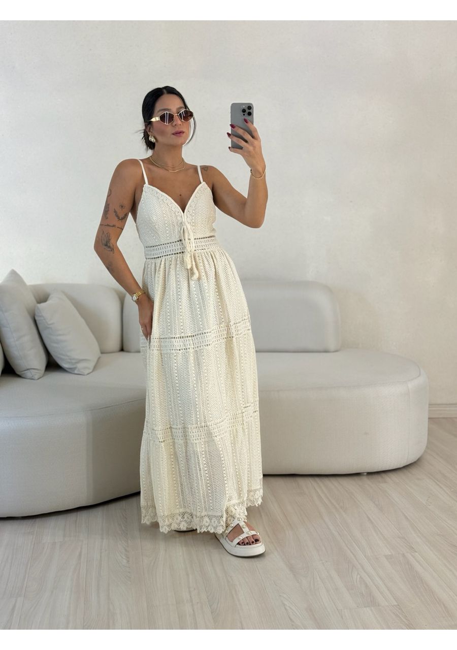 VESTIDO KAREN CROCHÊ CRU - 0056160132 - CAROLLA FERRARO