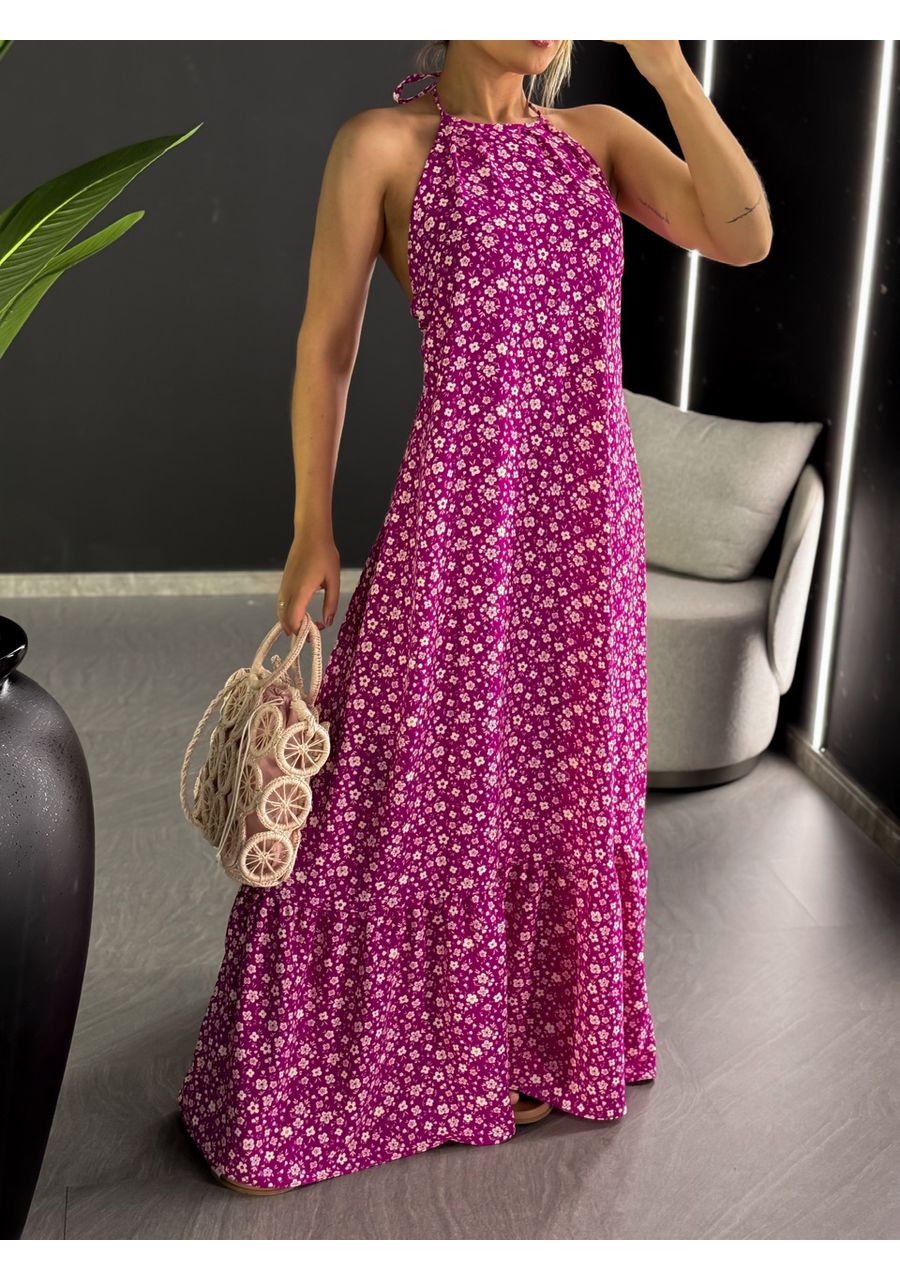 VESTIDO LUNA FLORAL FUCSIA - 0047440120 - CAROLLA FERRARO