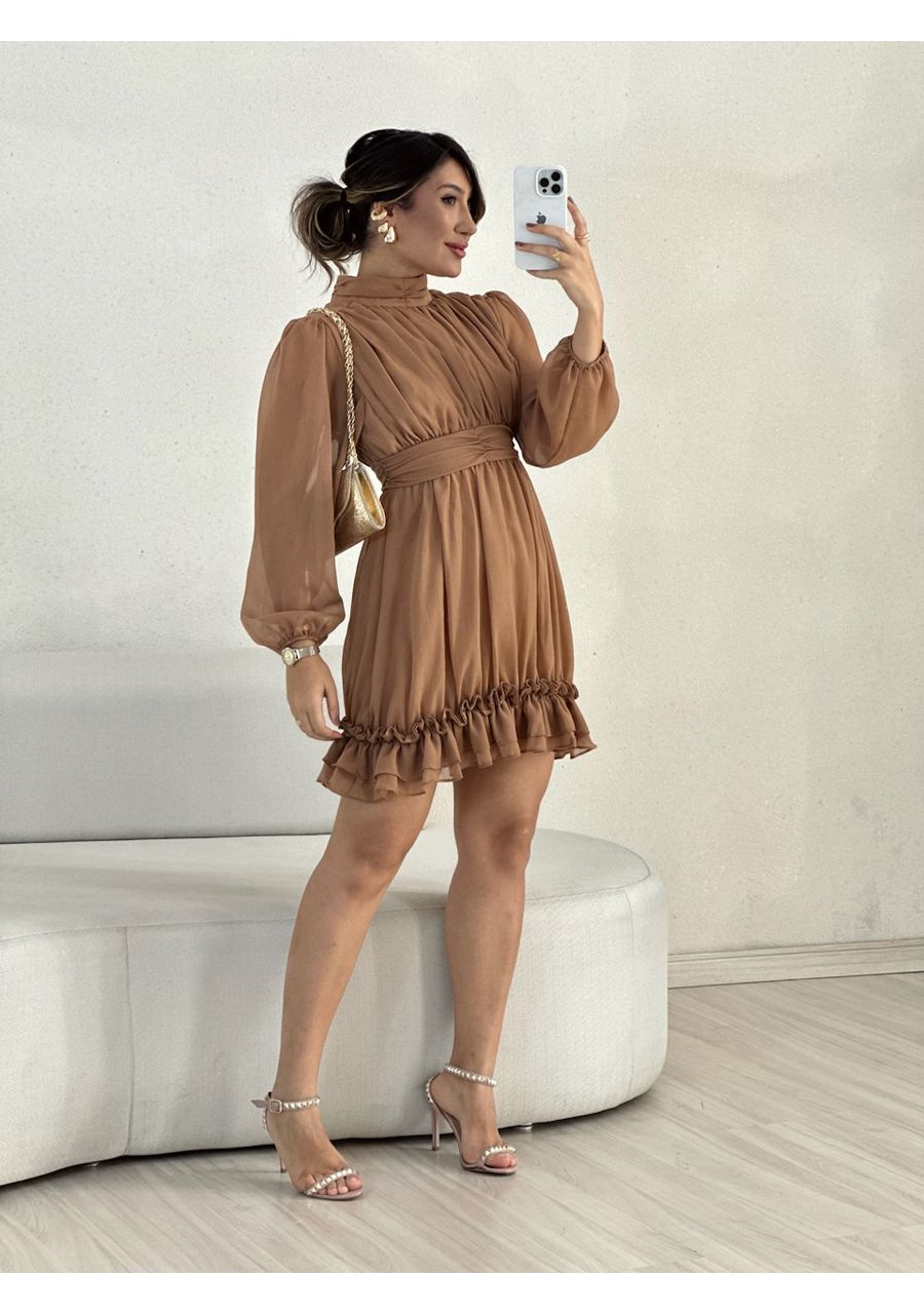 VESTIDO FLAVIANA MANGA LONGA NUDE - 0055330049 - CAROLLA FERRARO