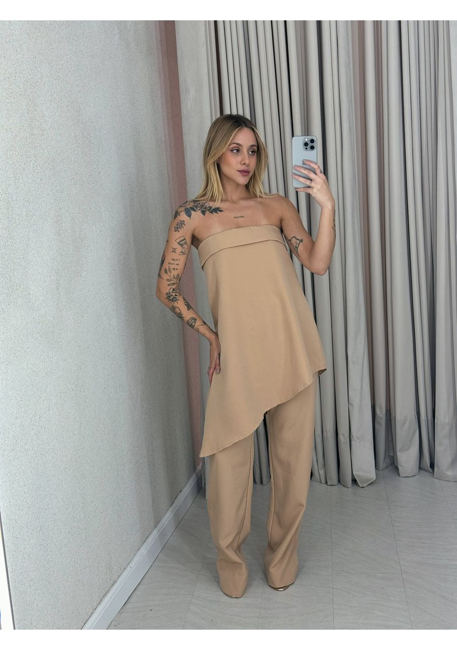 CONJUNTO MIRELLA BLUSA ASSIMÉTRICA NUDE - 00541500... - CAROLLA FERRARO