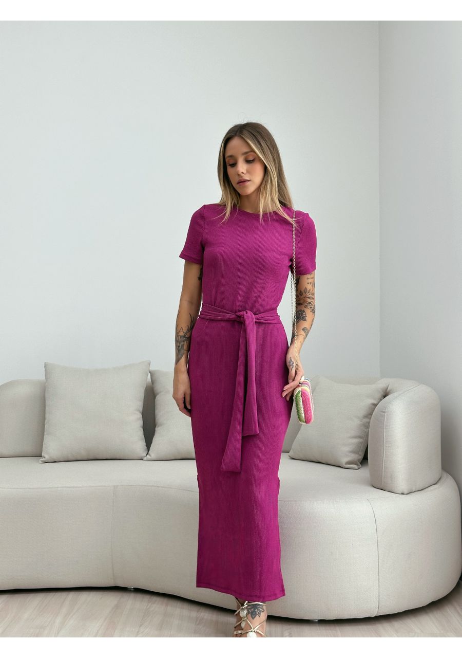 VESTIDO AURORA MIDI FUCSIA - 0049780120 - CAROLLA FERRARO