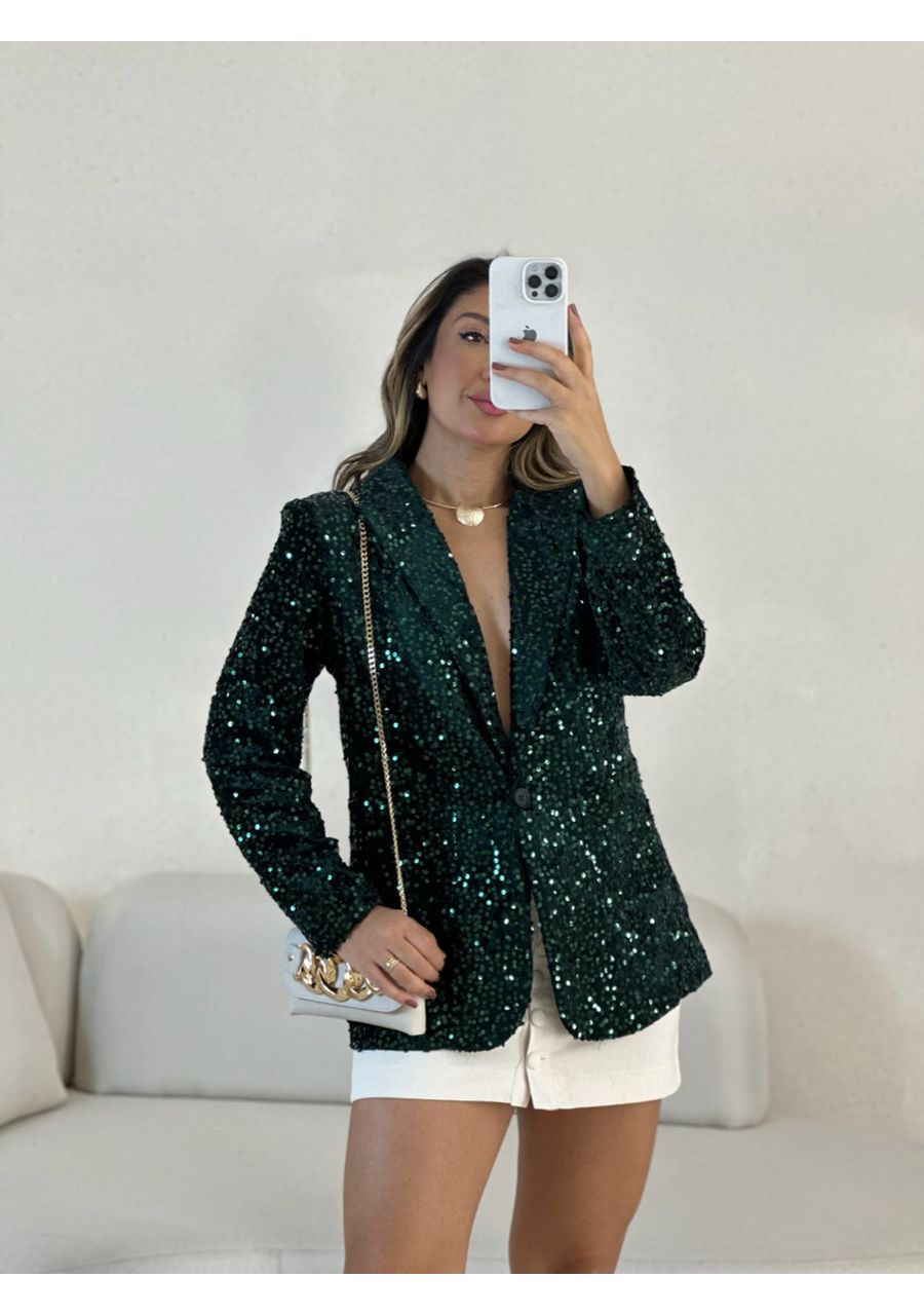 BLAZER LETÍCIA PAETÊ VERDE - 0054340014 - CAROLLA FERRARO