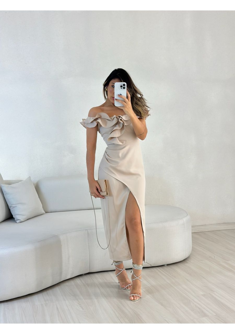 VESTIDO MAVI BABADOS NUDE - 0054390049 - CAROLLA FERRARO