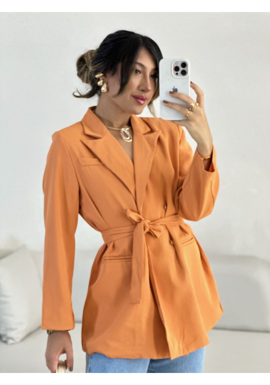 BLAZER MARIA CLARA FAIXA LARANJA - 0055480068 - CAROLLA FERRARO