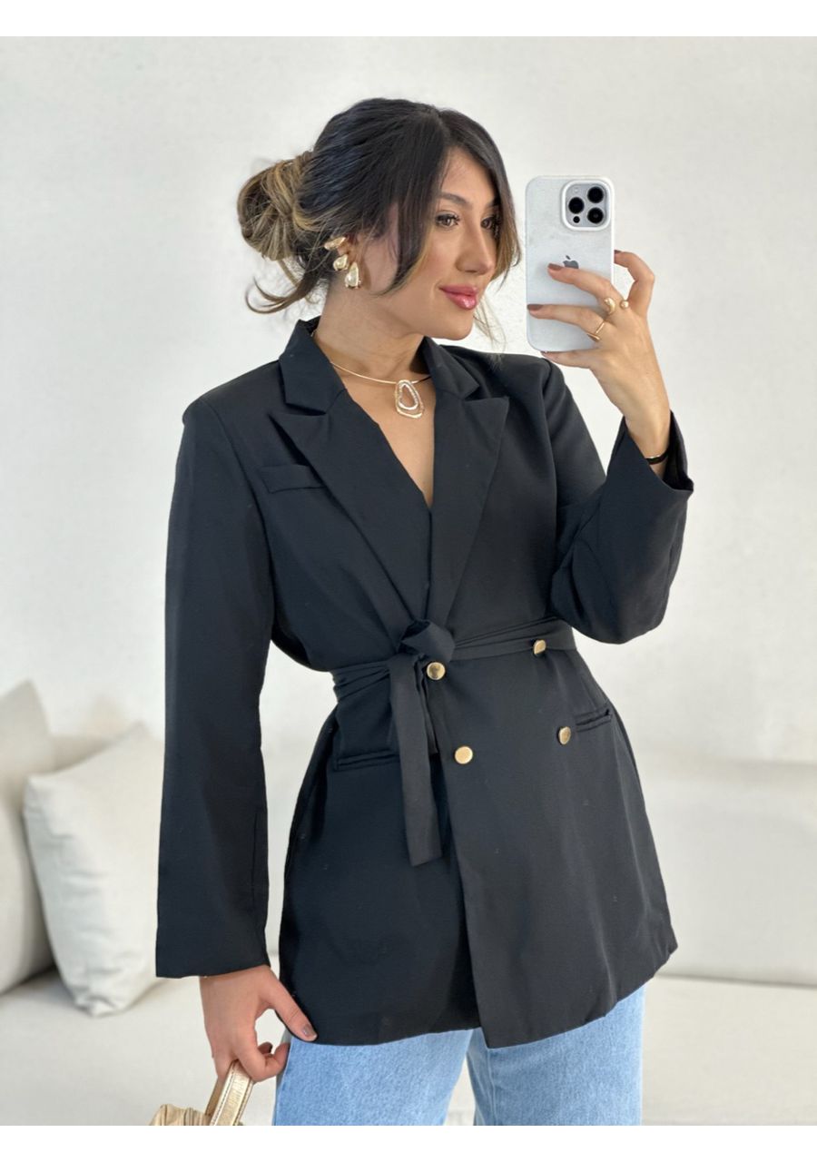 BLAZER MARIA CLARA FAIXA PRETO - 0055480032 - CAROLLA FERRARO