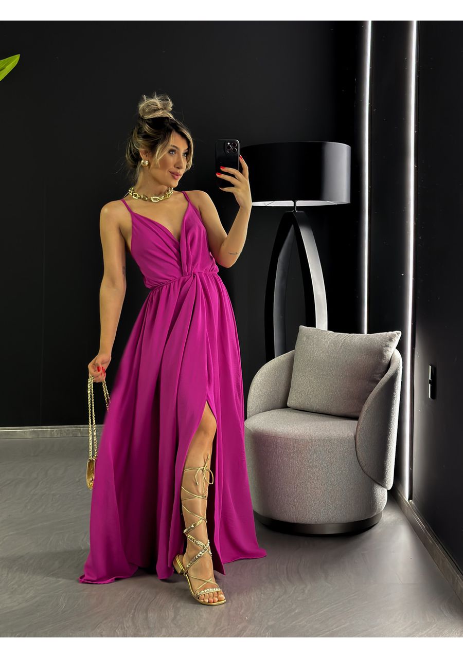 VESTIDO ALÇA NÓ LONGO FUCSIA - 0046510120 - CAROLLA FERRARO