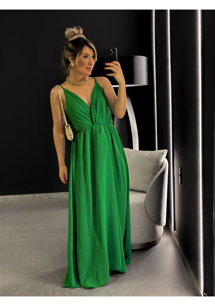 VESTIDO ALÇA NÓ LONGO VERDE - 0046510014 - CAROLLA FERRARO