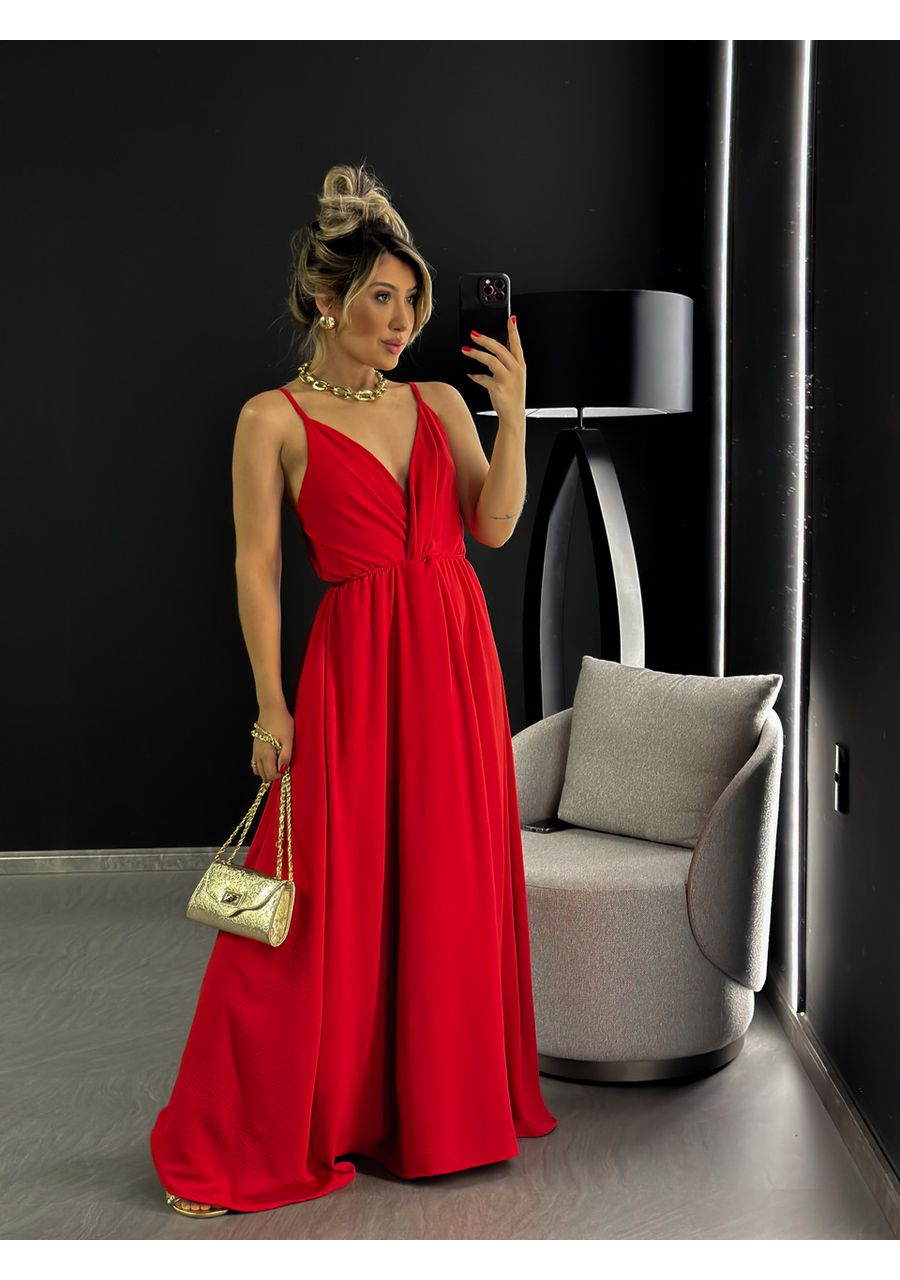 VESTIDO ALÇA NÓ LONGO VERMELHO - 0046510006 - CAROLLA FERRARO