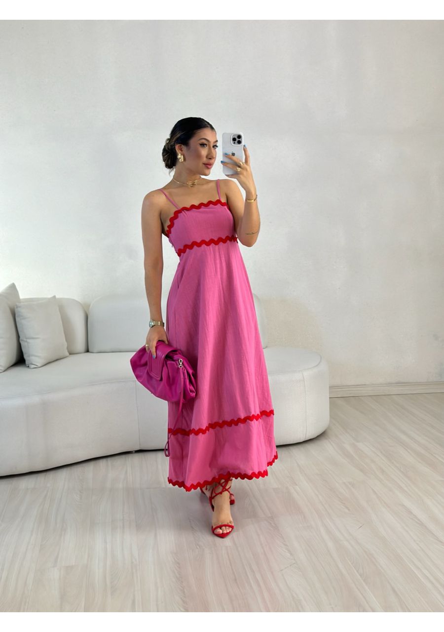 VESTIDO GABRIELA MIDI PINK - 0055730037 - CAROLLA FERRARO