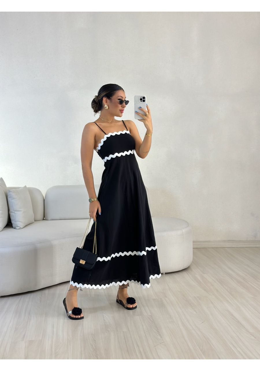 VESTIDO GABRIELA MIDI PRETO - 0055730032 - CAROLLA FERRARO