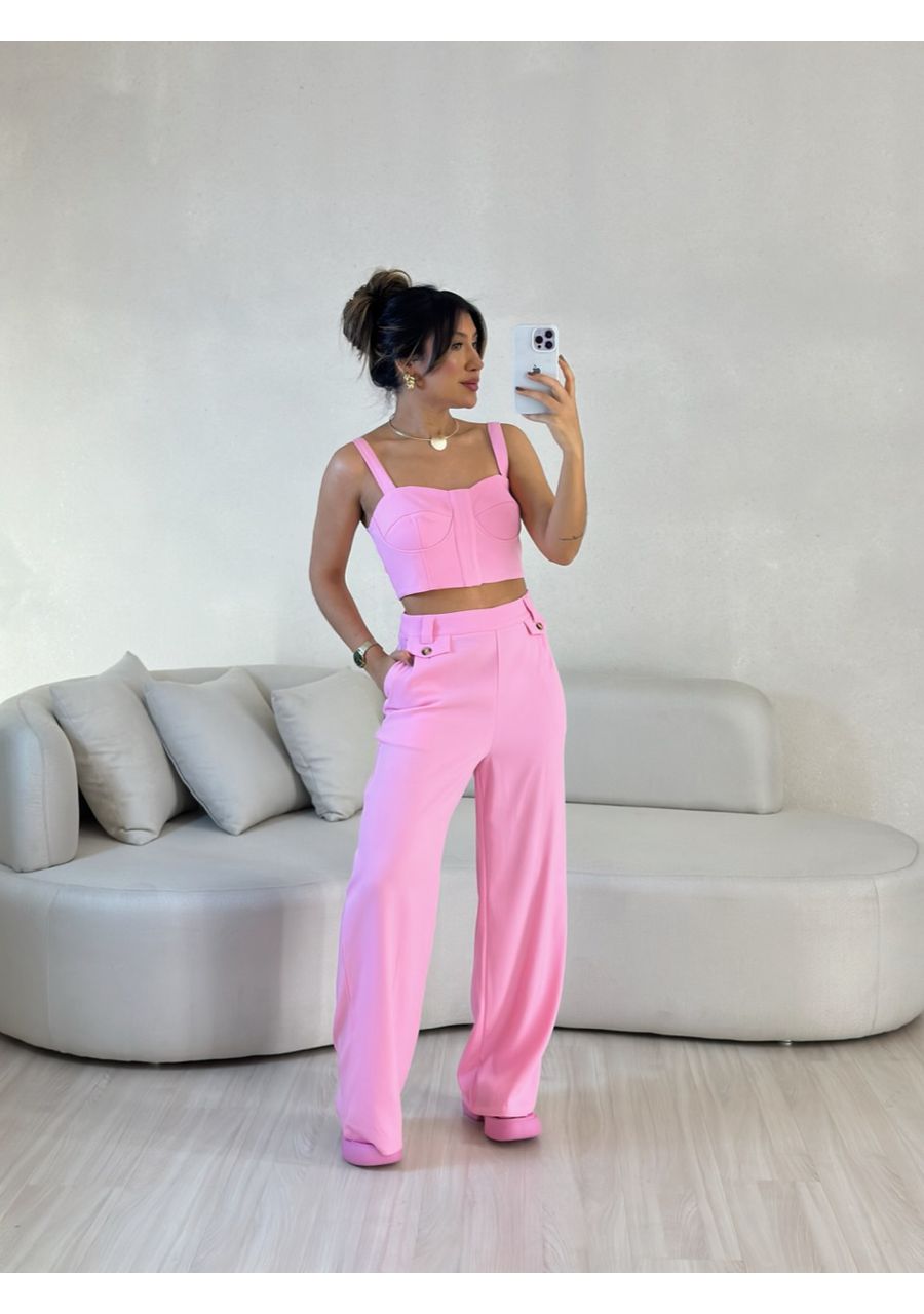 CONJUNTO RAFAELA TOP CALÇA BABY PINK - 0054560366 - CAROLLA FERRARO