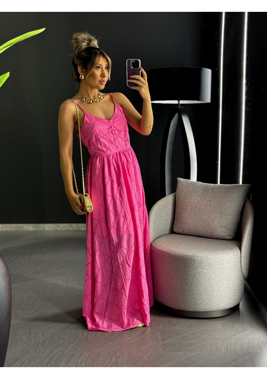 VESTIDO EVELYN LAISE LONGO ROSA - 0046710031 - CAROLLA FERRARO