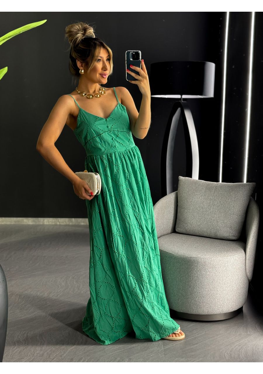 VESTIDO EVELYN LAISE LONGO TURQUESA - 0046710017 - CAROLLA FERRARO