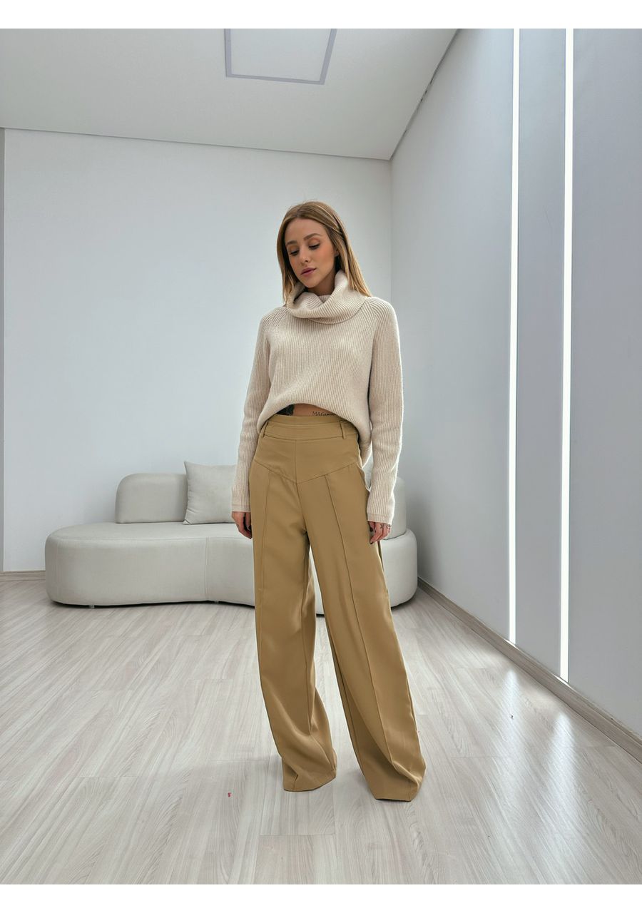 CALÇA MARTA CÓS ALTO PANTALONA CAPUCCINO - 005012... - CAROLLA FERRARO