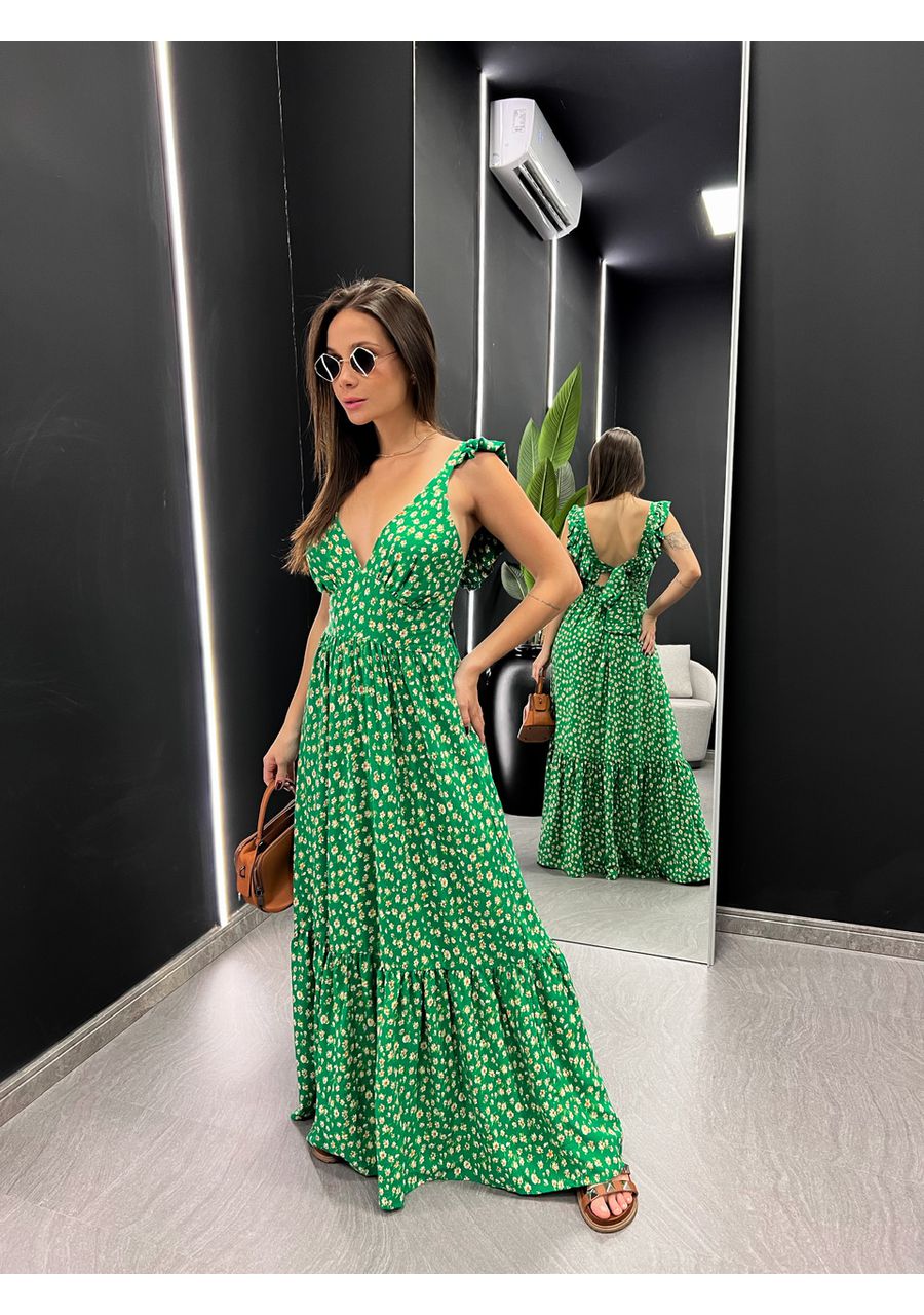 VESTIDO LEANDRA FLORAL verde - 0044390014 - CAROLLA FERRARO