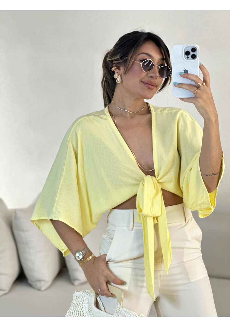 CROPPED FELÍCIA AMARRAÇÃO AMARELO - 0055830111 - CAROLLA FERRARO