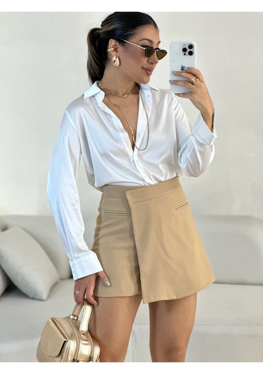 CAMISA ACETINADA BRANCA - 0055890099 - CAROLLA FERRARO