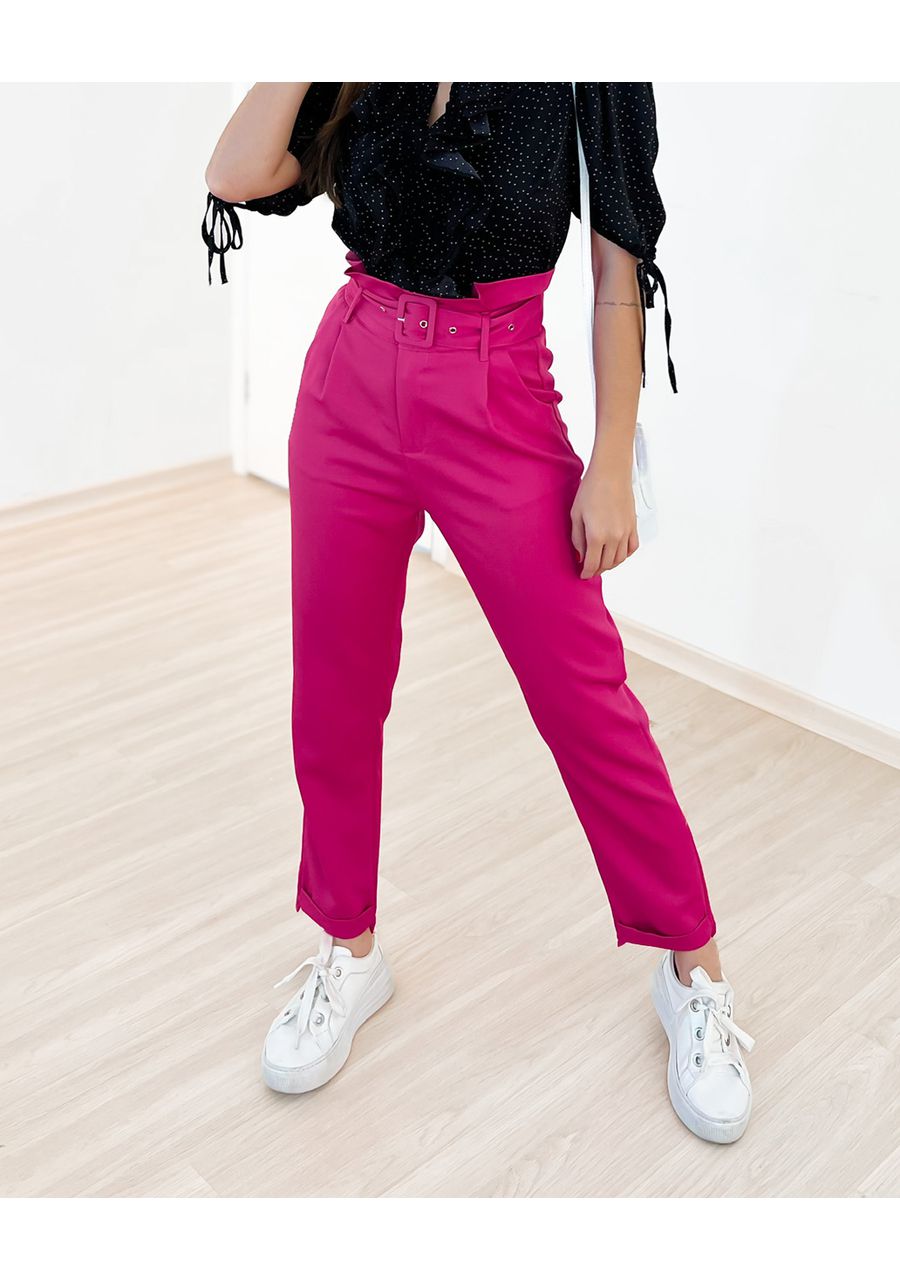 CALÇA JULIANA COM CINTO PINK - 0043600037 - CAROLLA FERRARO