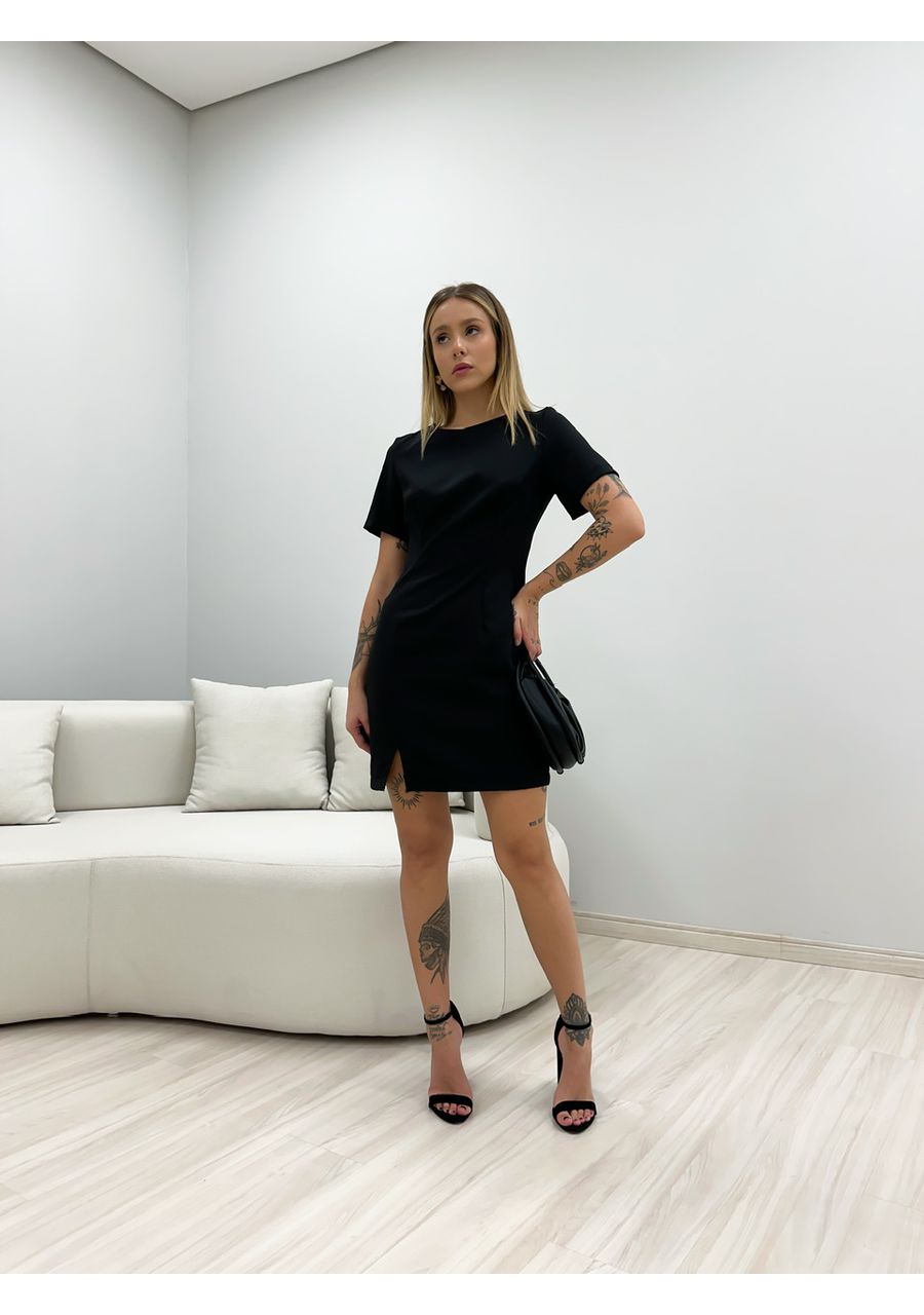 VESTIDO BÁSICO CURTO PRETO - 0048190032 - CAROLLA FERRARO