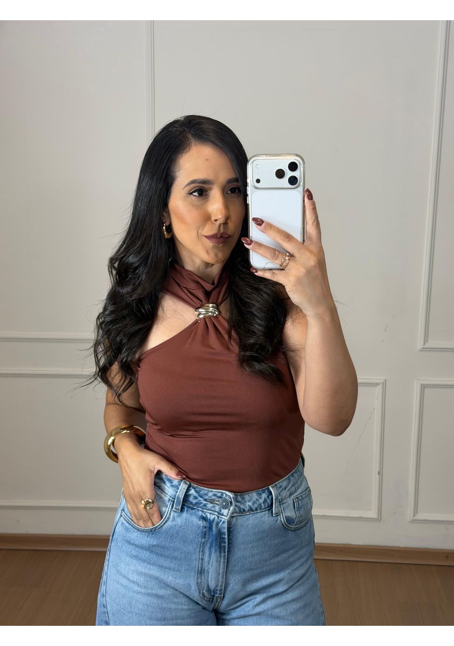 Blusa Iris Marrom - 2024646 - Look de Luxo - Moda Feminina