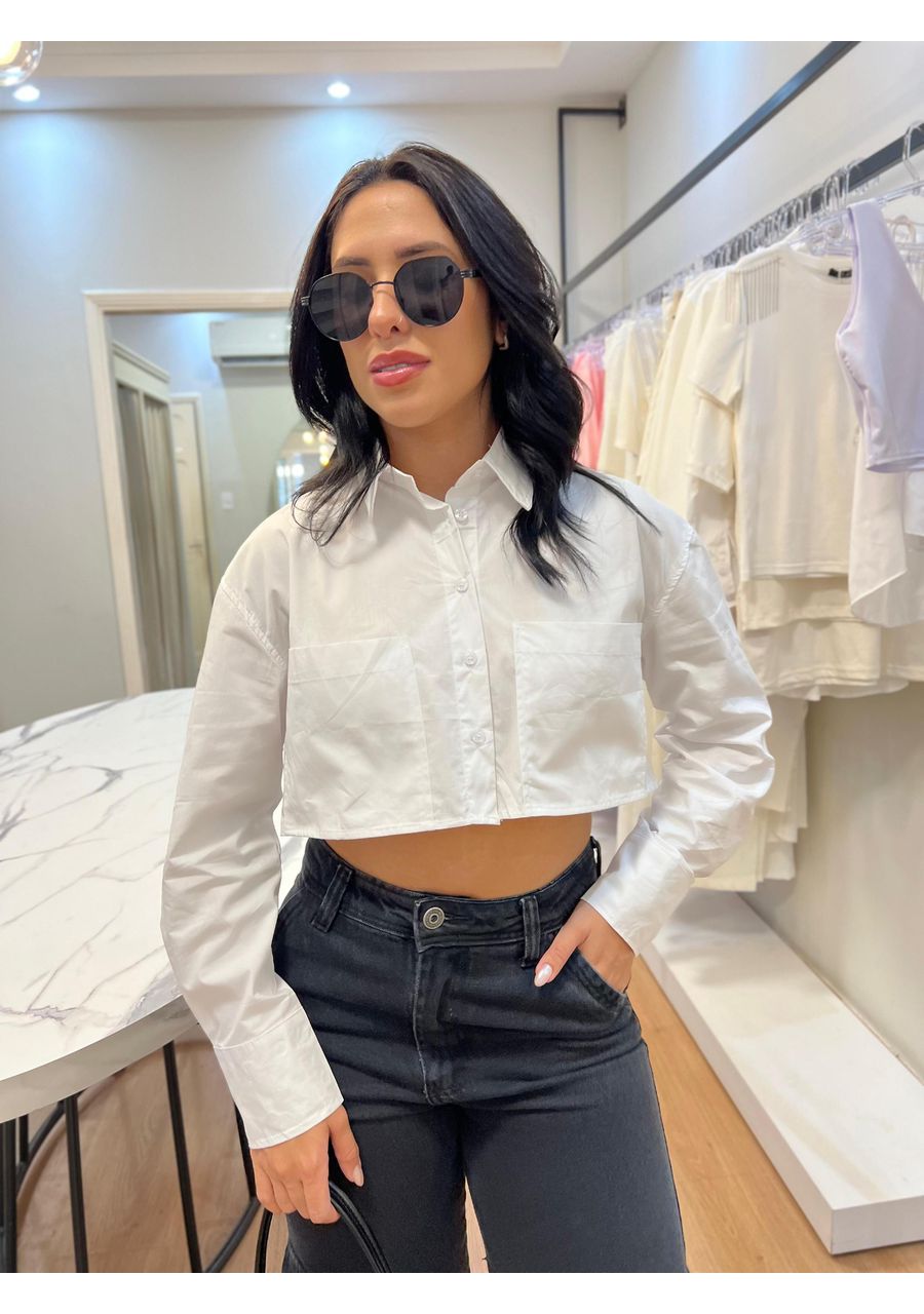 Camisa Cropped Branca - 2024255 - Look de Luxo - Moda Feminina