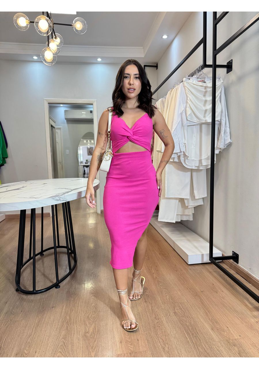 Vestido Beatriz Canelado Rosa - 2024602 - Look de Luxo - Moda Feminina