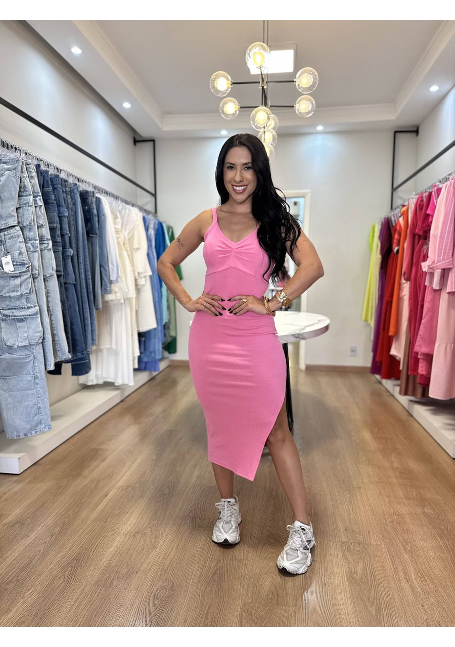 Vestido Canelado premium Rosa - 2024597 - Look de Luxo - Moda Feminina