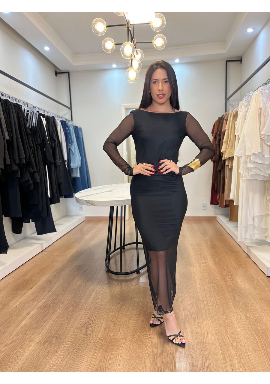 Vestido De Tule Preto - 2024578 - Look de Luxo - Moda Feminina