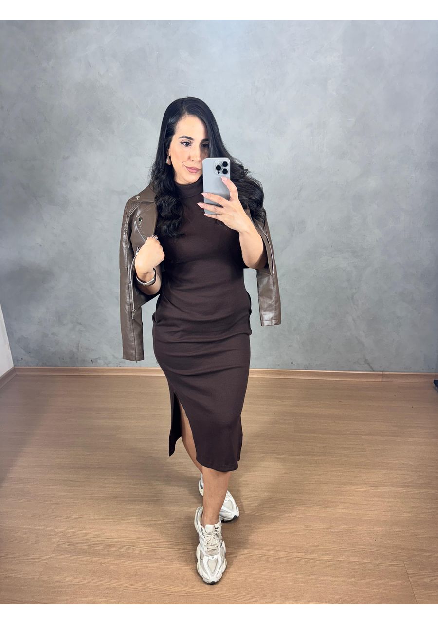 Vestido Muscle Tee Marrom Café - 2024552 - Look de Luxo - Moda Feminina