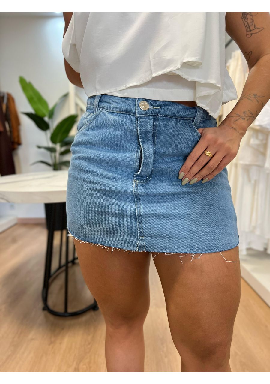 Short Saia Jeans Claro - 2024458 - Look de Luxo - Moda Feminina