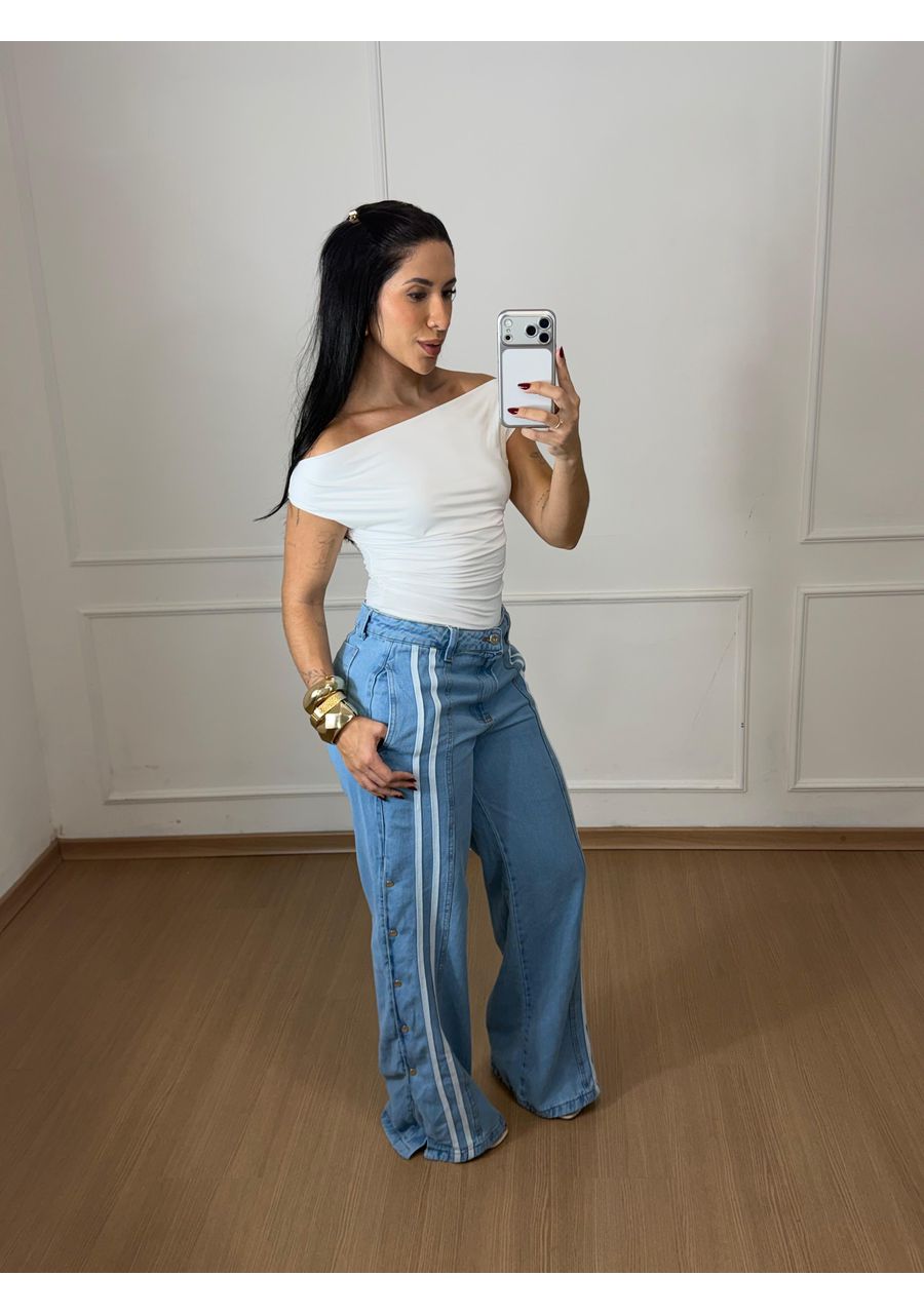 Calça Jeans | Listra Lateral - 2024115 - Look de Luxo - Moda Feminina