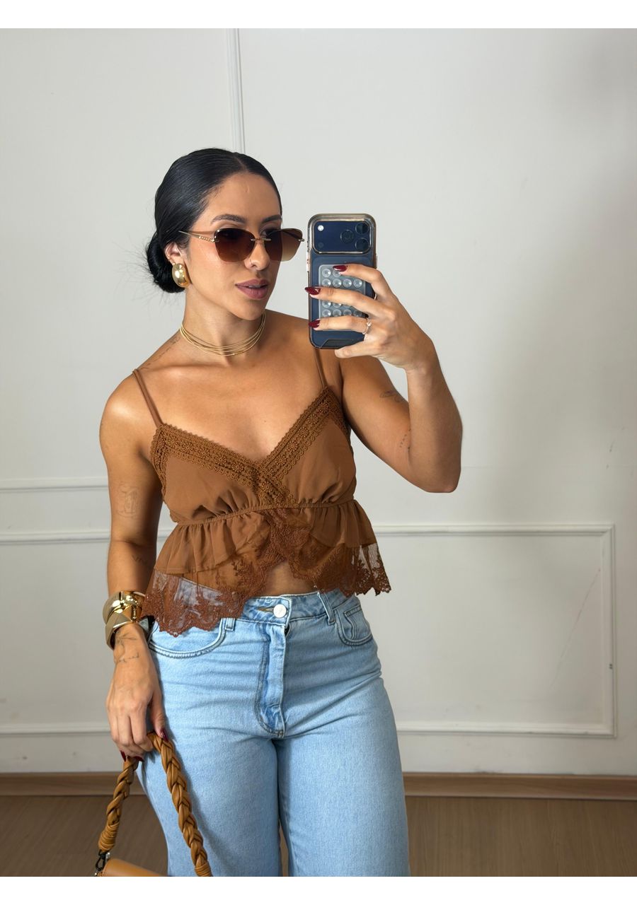 Bata de Renda Marrom - 2024152 - Look de Luxo - Moda Feminina