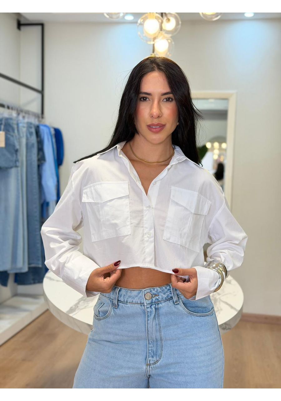 Camisa Cropped Branca - 2024255 - Look de Luxo - Moda Feminina