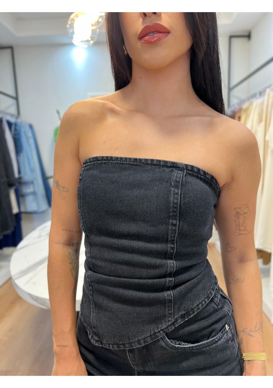 Blusa jeans black - 2024573 - Look de Luxo - Moda Feminina