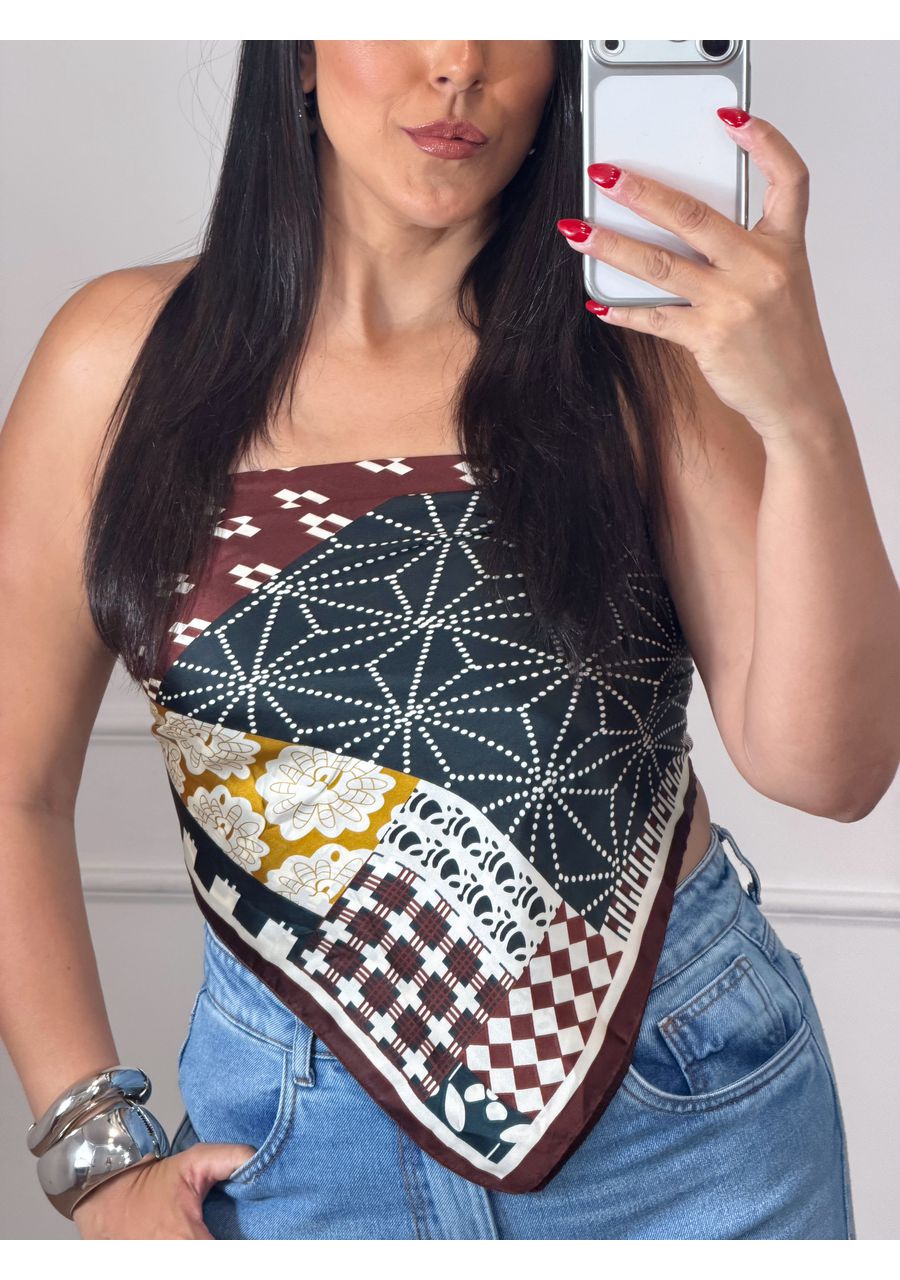 Lenço Seda Marrom - 2024144 - Look de Luxo - Moda Feminina