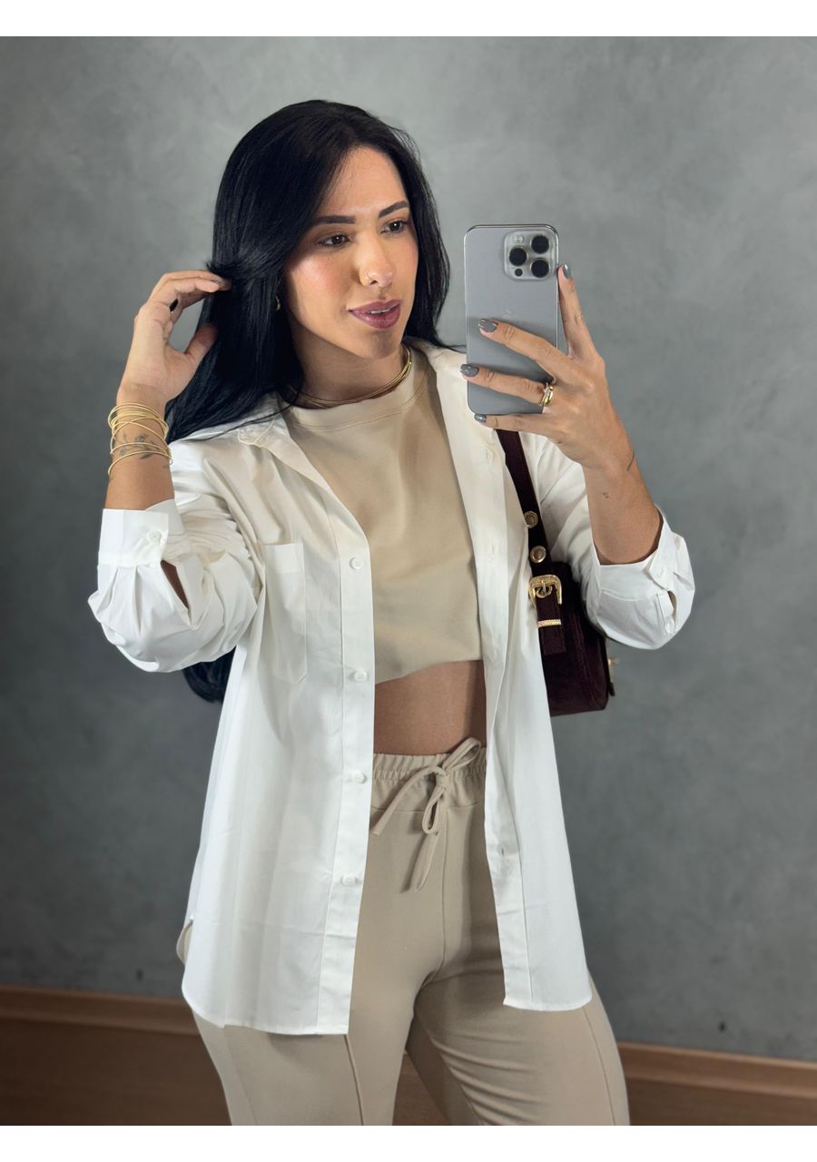 Maxi Camisa Tricoline Branca - 2024507 - Look de Luxo - Moda Feminina