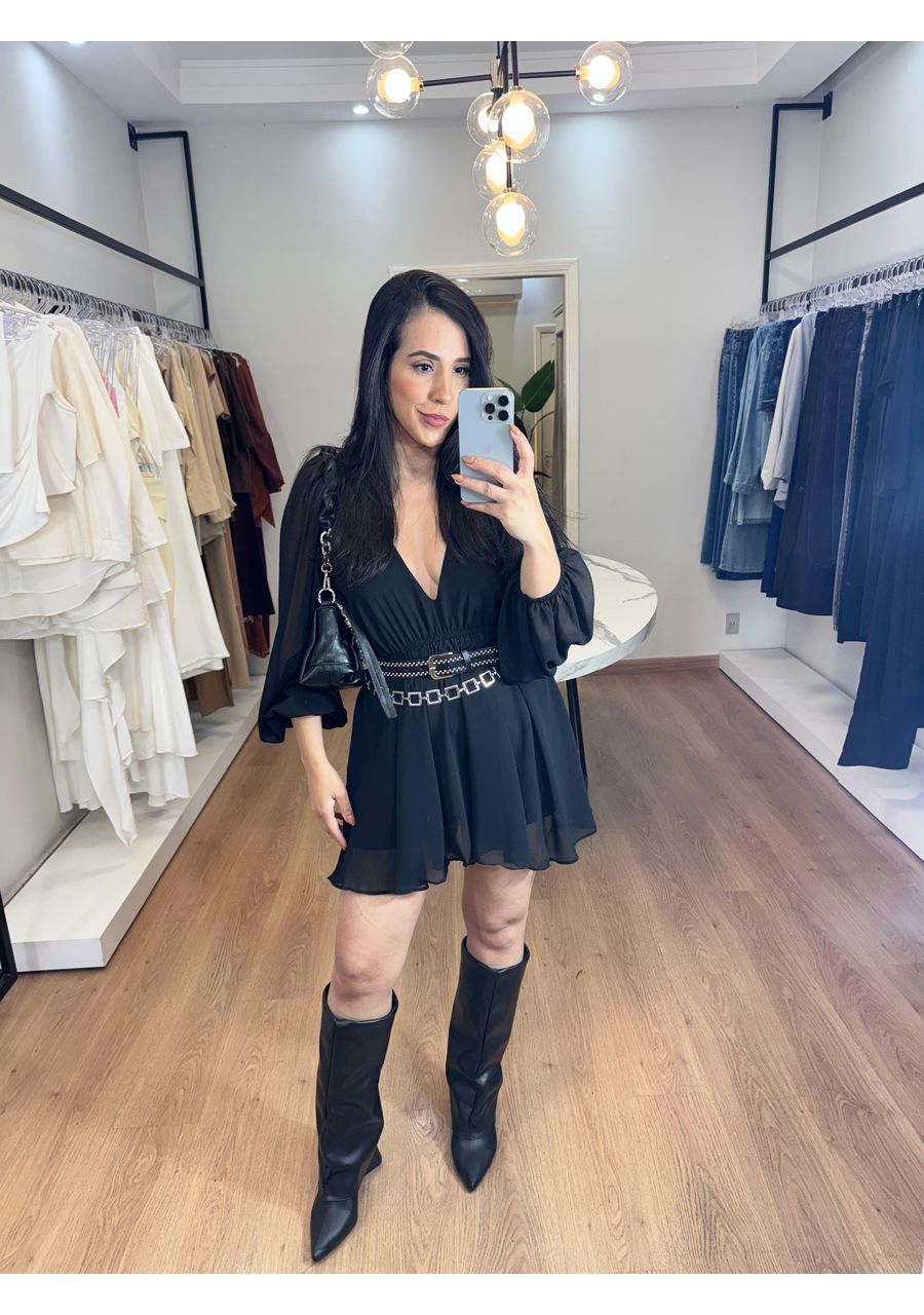 Macaquinho Selena Preto - 2024529 - Look de Luxo - Moda Feminina
