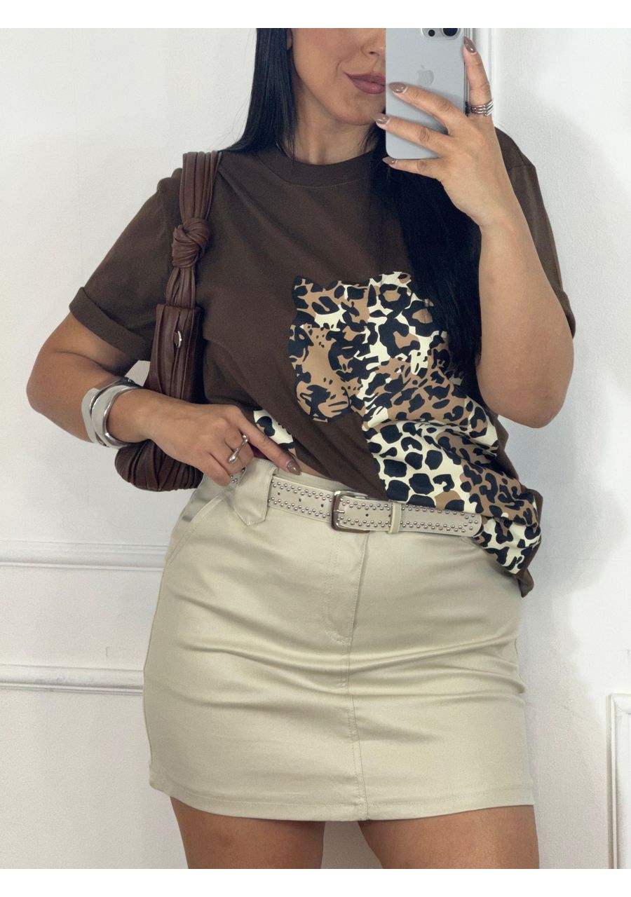 Saia Resinada Nude - 2024550 - Look de Luxo - Moda Feminina