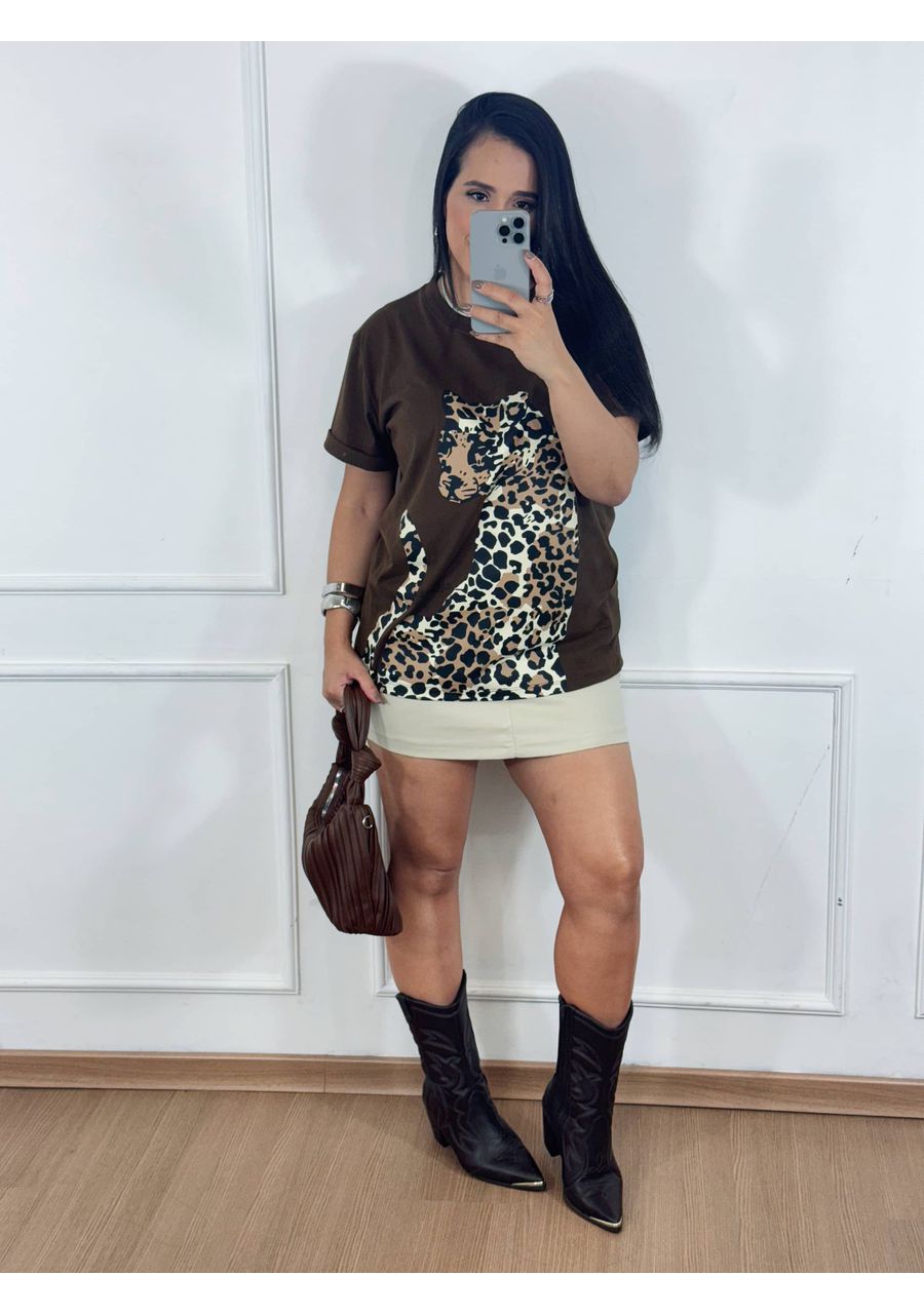 Maxi Camisa Onça Marrom - 2024470 - Look de Luxo - Moda Feminina
