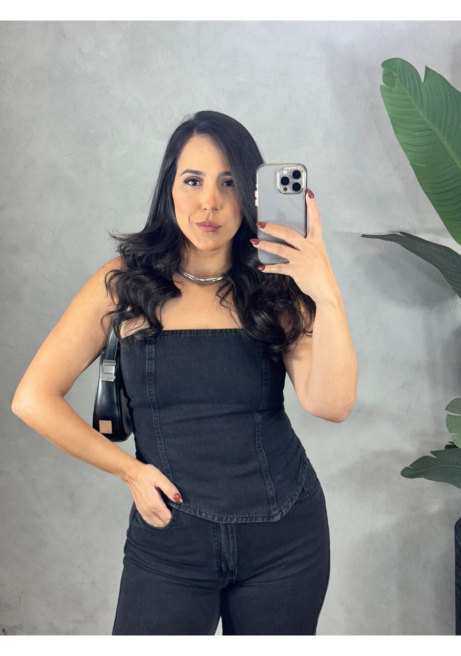 Blusa jeans black - 2024573 - Look de Luxo - Moda Feminina