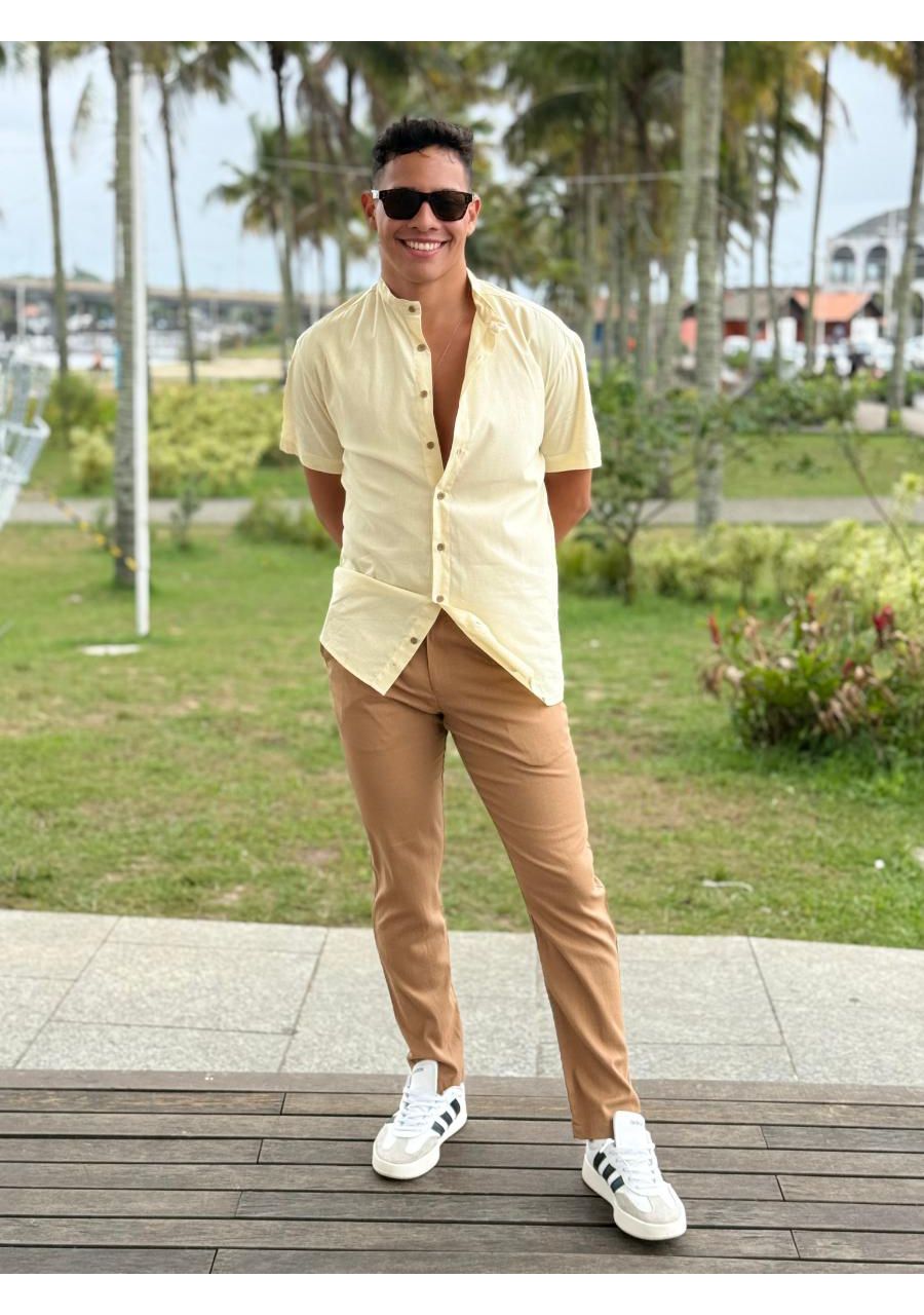 Calça Social Com Bolso Faca Linho REF:210491 - 103... - MIX MODA