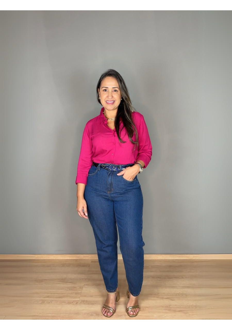 Camisa Viscolinho REF:410775 - 103845 - FUCSIA - MIX MODA