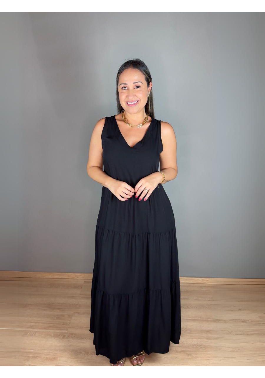 Vestido Longo 3 Marias REF:230100 - 105314 - PRETA - MIX MODA